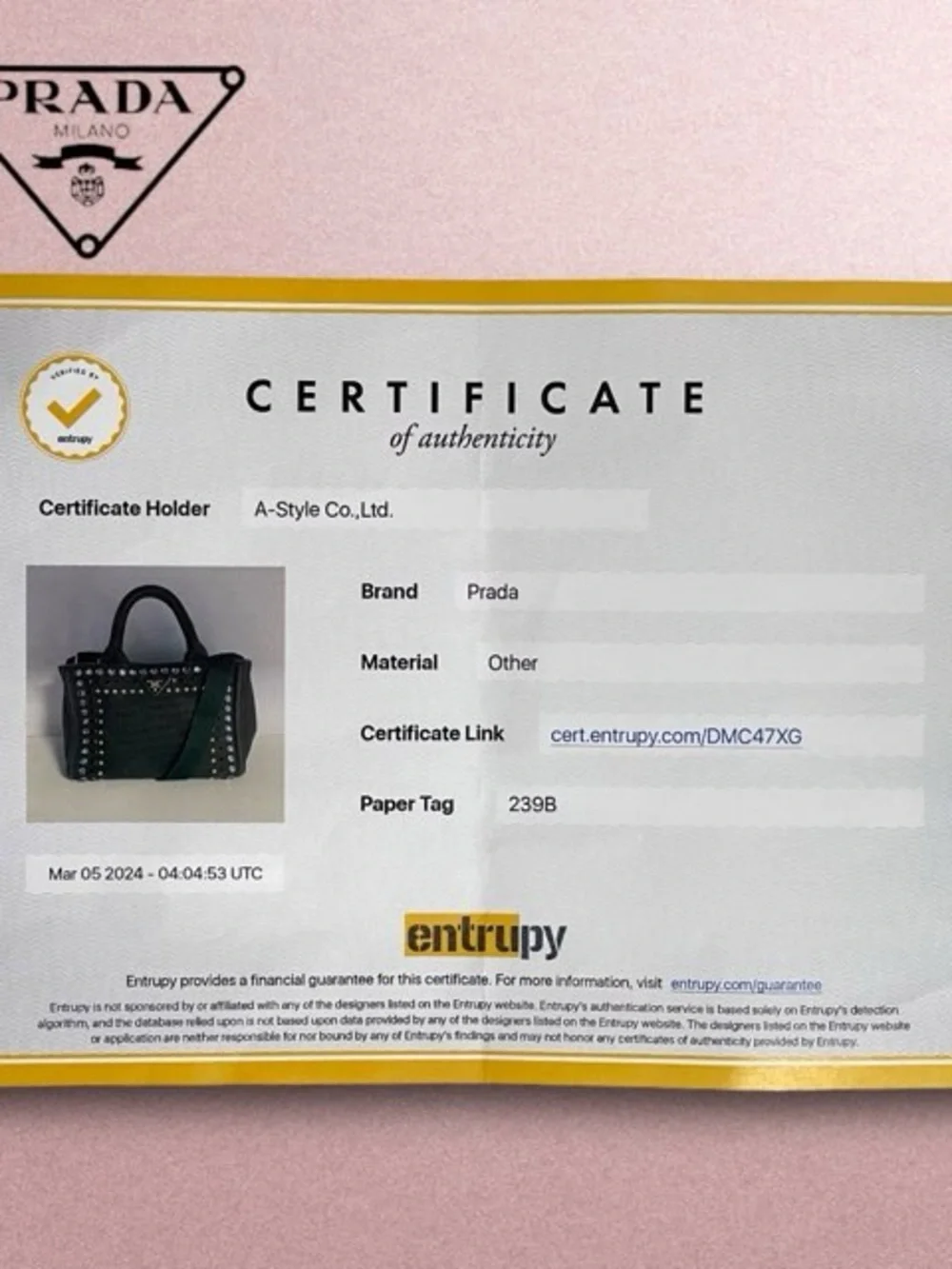 Prada Kanapa Olive Canvas Tote with Crystal and Gold Studs - Picture 6 of 6